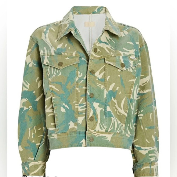 Mother Denim Women’s The Fly Away Jacket Tropical Camo Green Size XS Spring - Picture 16 of 16